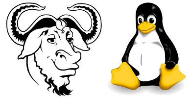 le logo de GNU et Tux, le logo de linux côte à côte